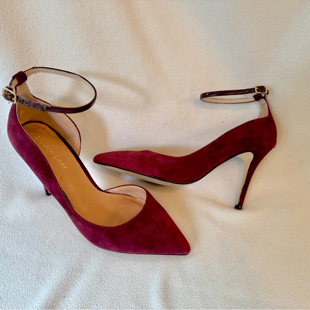 Elegant Burgundy Heels with Ankle Strap